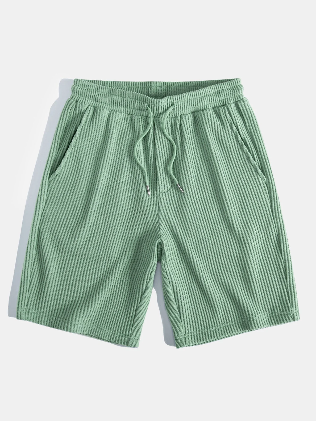 William® | Waffle Button Up Shirt & Drawstring Knitted Waffle Shorts - Image 13
