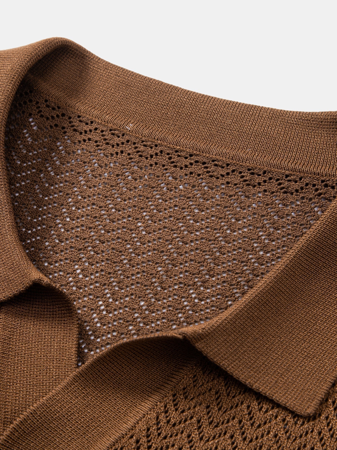 William | Textured Crochet V Neck Polo Shirt - Image 14