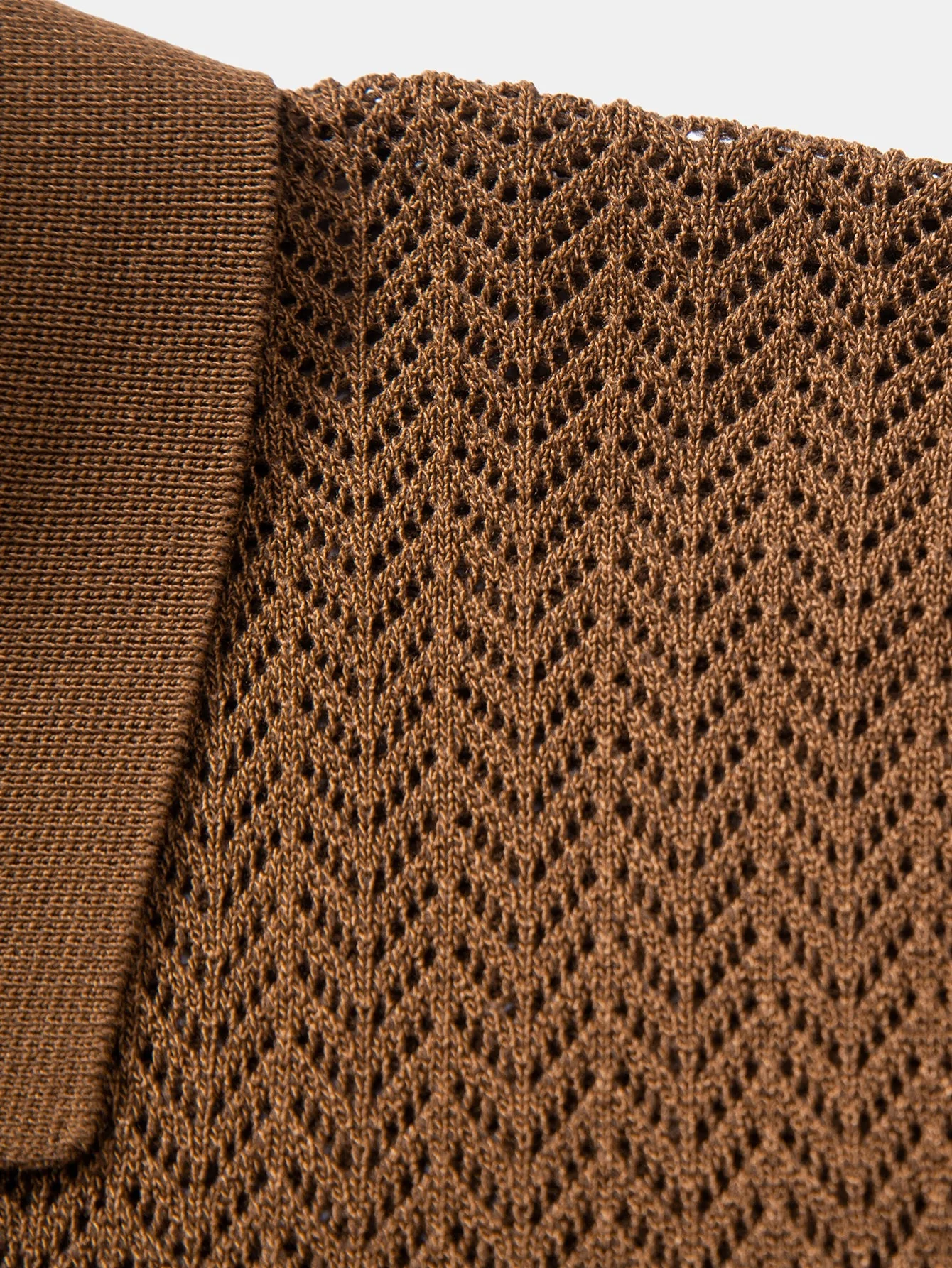 William | Textured Crochet V Neck Polo Shirt - Image 3