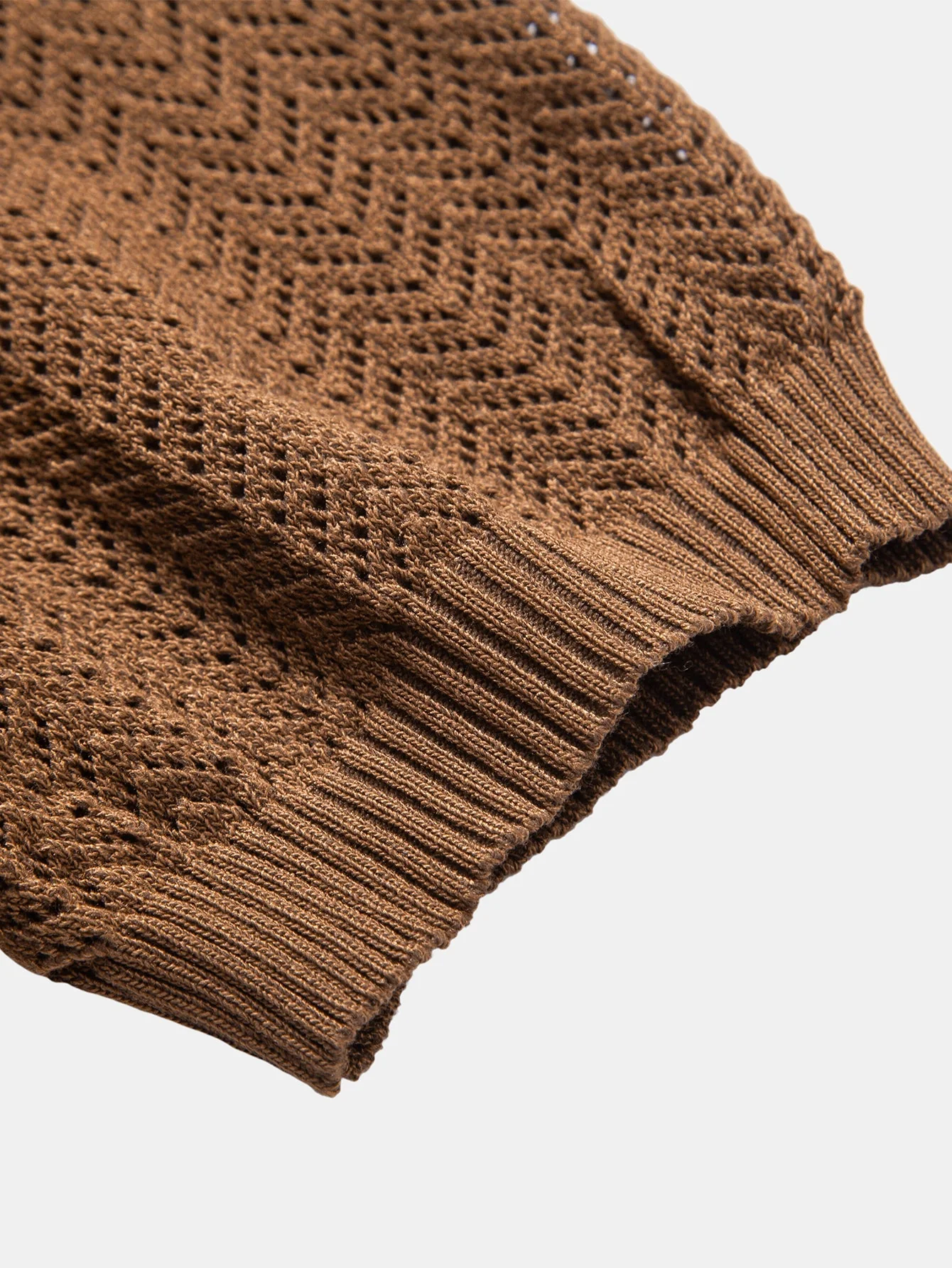 William | Textured Crochet V Neck Polo Shirt - Image 4
