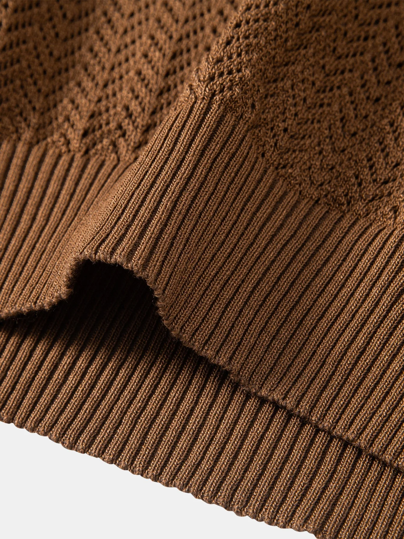 William | Textured Crochet V Neck Polo Shirt - Image 5