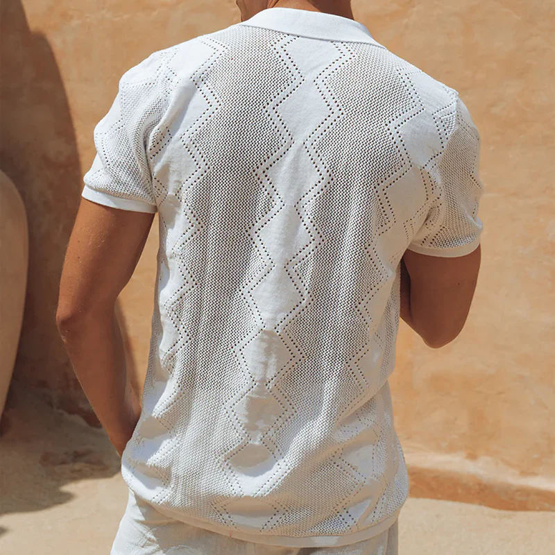 Wyatt | Men'S Spring And Summer Fashion Casual Hollow Knitted Slim Short-Sleeved Shirt - Image 5