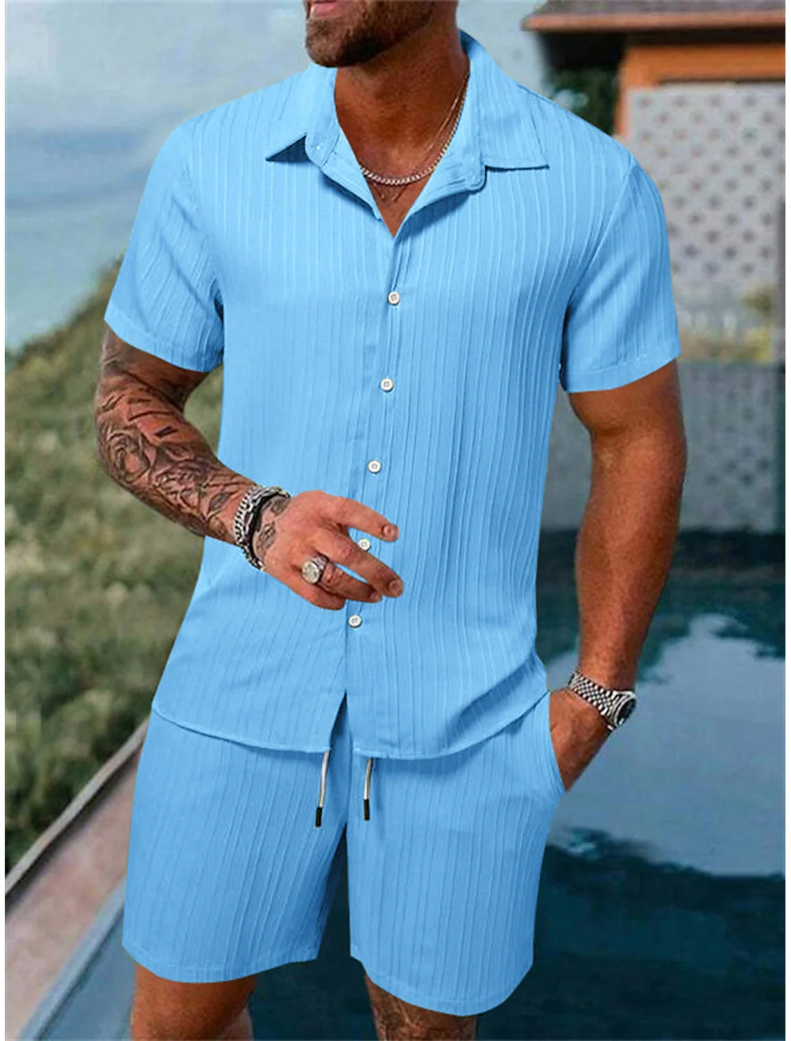 Xander® | Casual Men'S Button-Down Shirt Set For Summer And Vacation - Image 11