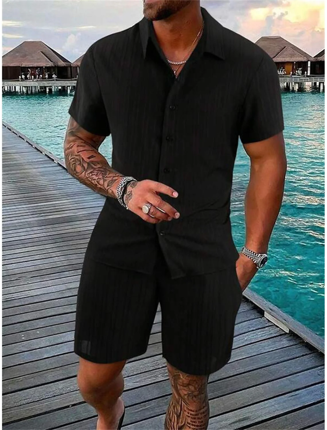 Xander® | Casual Men'S Button-Down Shirt Set For Summer And Vacation - Image 2