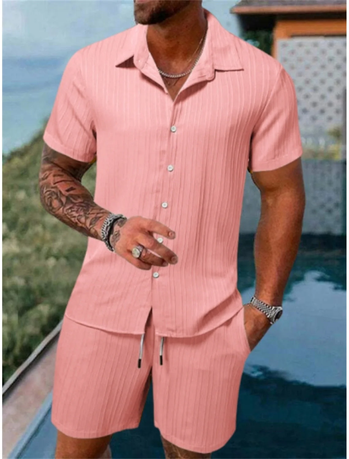 Xander® | Casual Men'S Button-Down Shirt Set For Summer And Vacation - Image 4