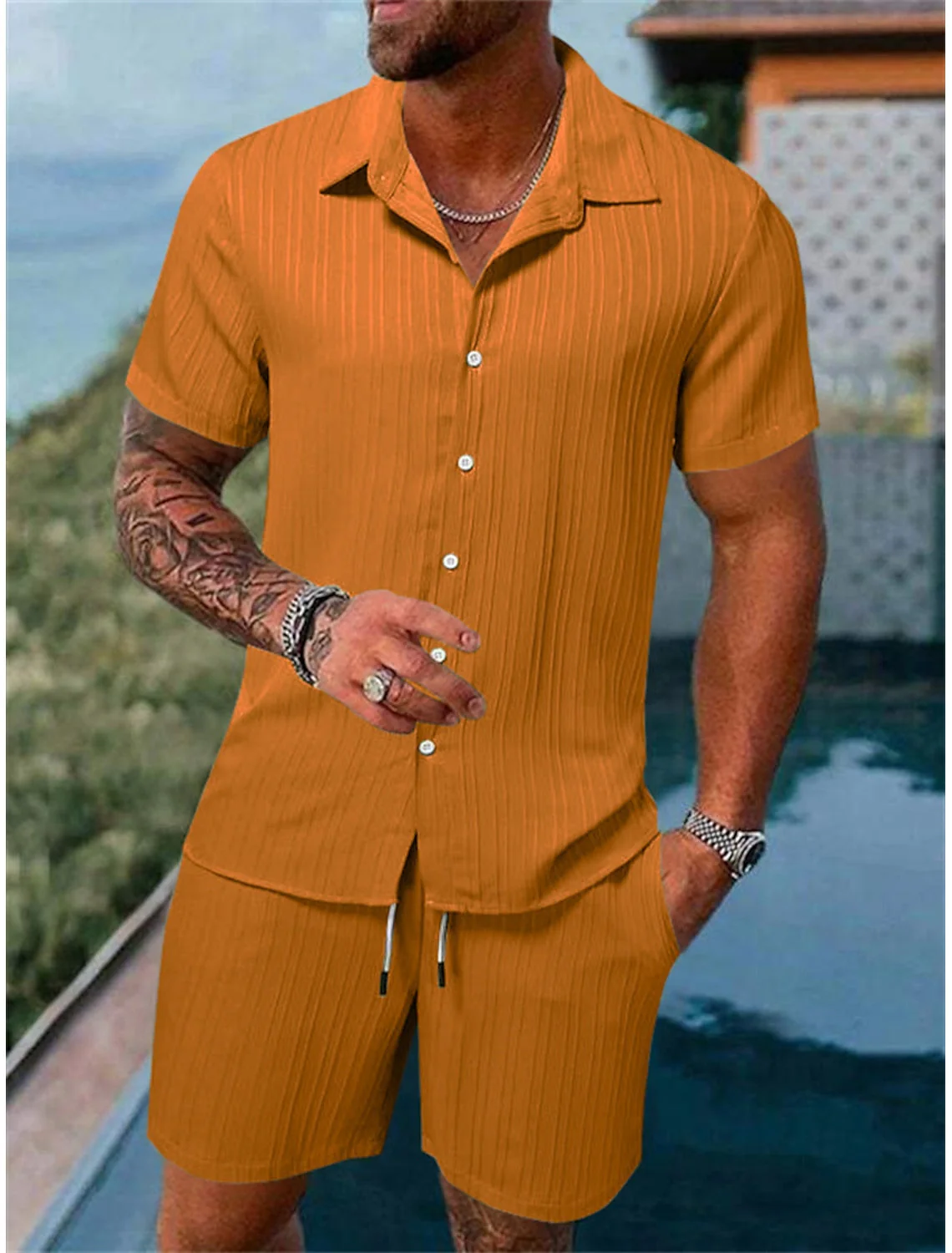 Xander® | Casual Men'S Button-Down Shirt Set For Summer And Vacation - Image 5