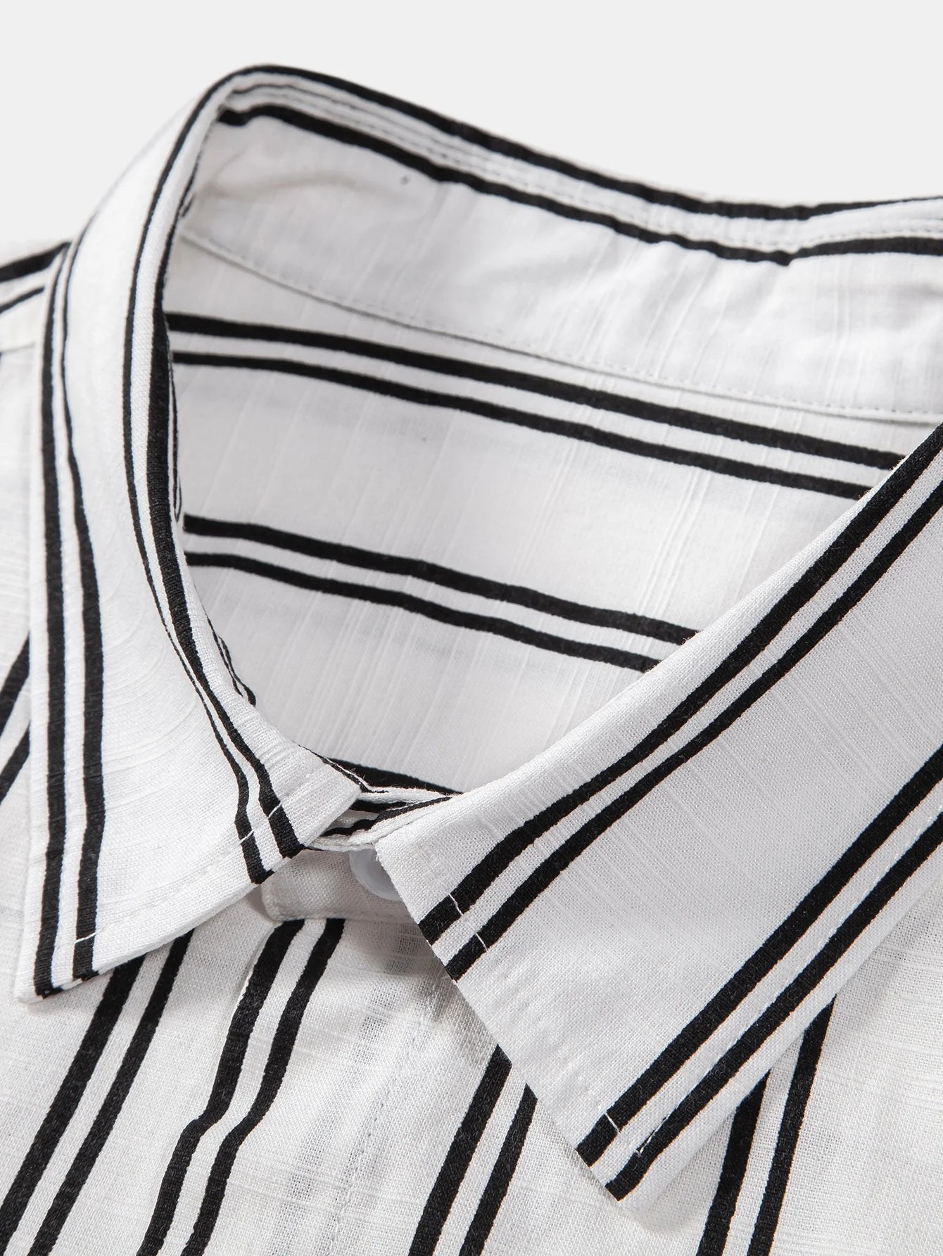 Xavier® | Linen Look Striped Button Up Shirt - Image 3