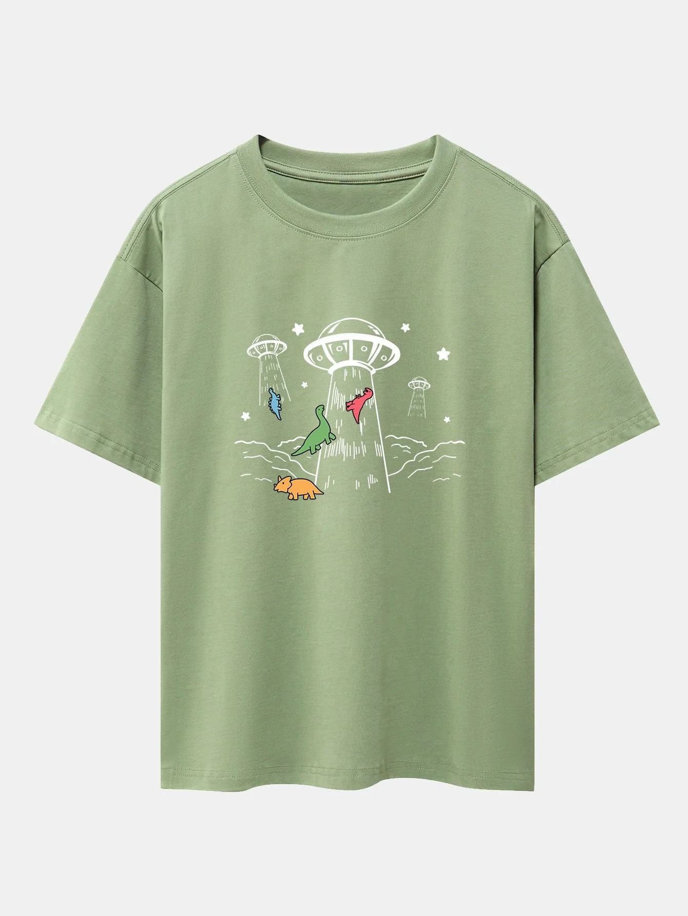 Xavier® | Ufo Take Away Dinosaurs Print Drop Shoulder Oversize T-Shirt - Image 14