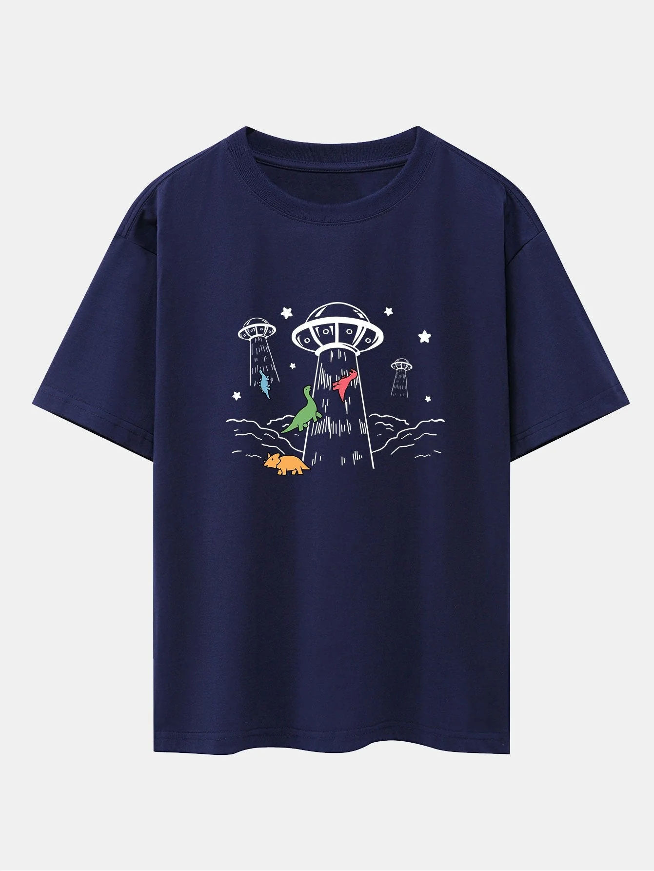 Xavier® | Ufo Take Away Dinosaurs Print Drop Shoulder Oversize T-Shirt - Image 15