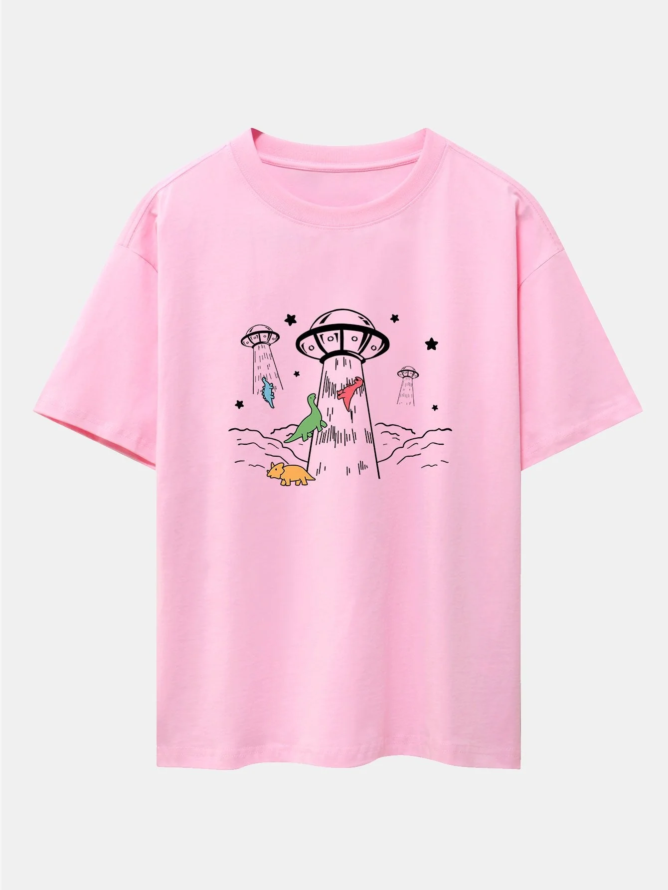 Xavier® | Ufo Take Away Dinosaurs Print Drop Shoulder Oversize T-Shirt - Image 2