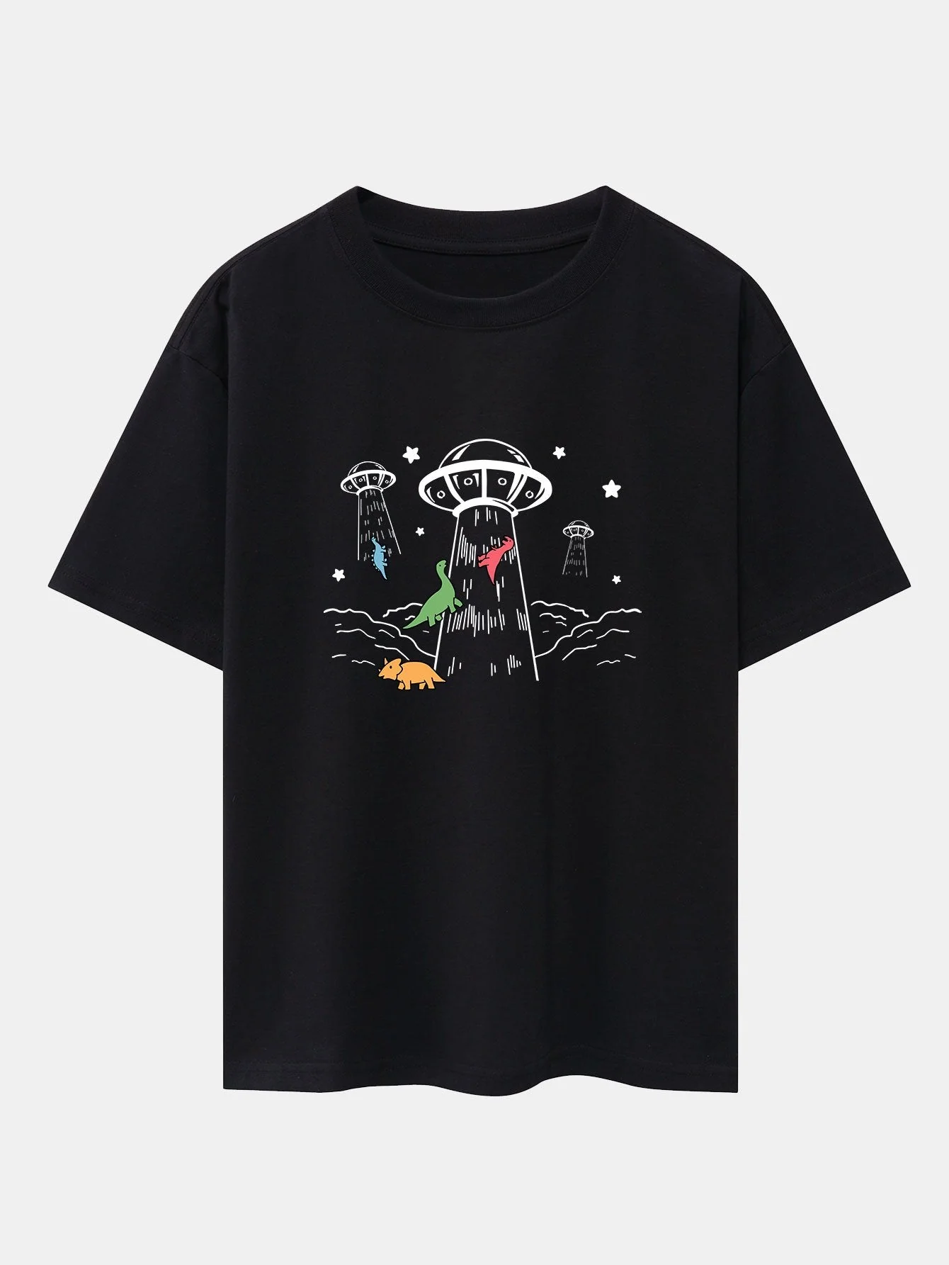 Xavier® | Ufo Take Away Dinosaurs Print Drop Shoulder Oversize T-Shirt - Image 4