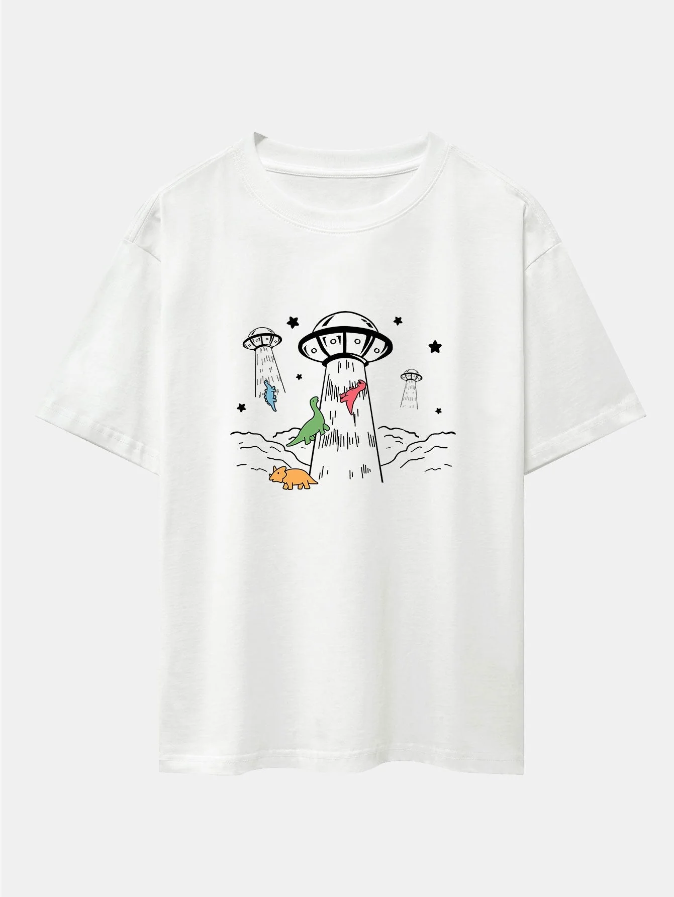 Xavier® | Ufo Take Away Dinosaurs Print Drop Shoulder Oversize T-Shirt - Image 5