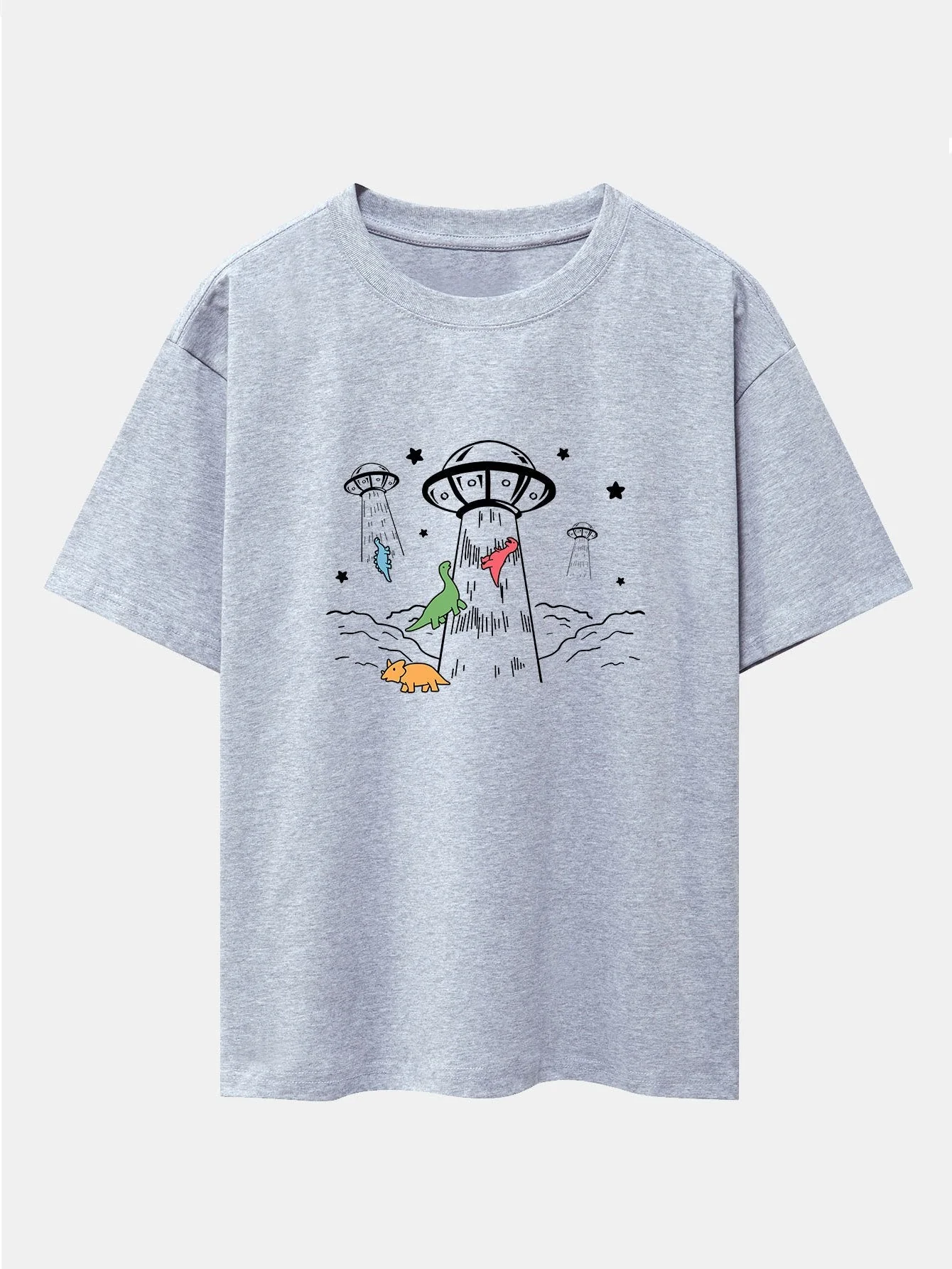 Xavier® | Ufo Take Away Dinosaurs Print Drop Shoulder Oversize T-Shirt - Image 7