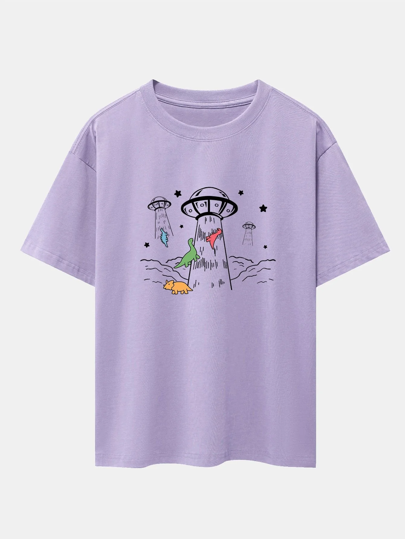 Xavier® | Ufo Take Away Dinosaurs Print Drop Shoulder Oversize T-Shirt - Image 8