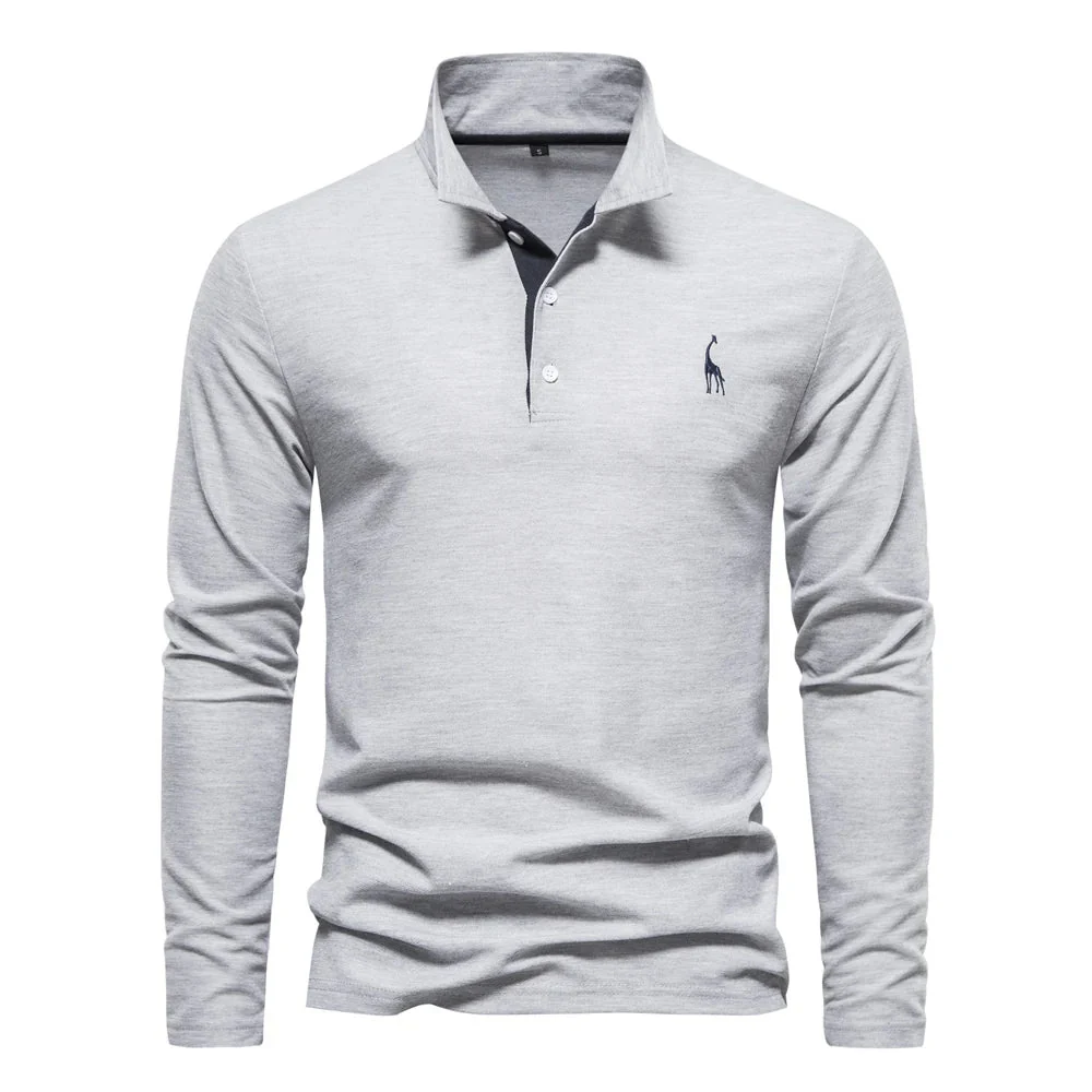 Xavier | Casual Long Sleeved Polo Shirt - Image 12