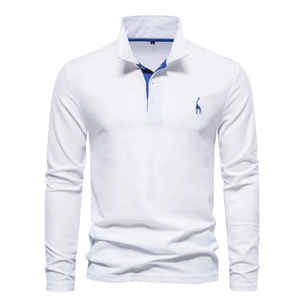 Xavier | Casual Long Sleeved Polo Shirt - Image 4