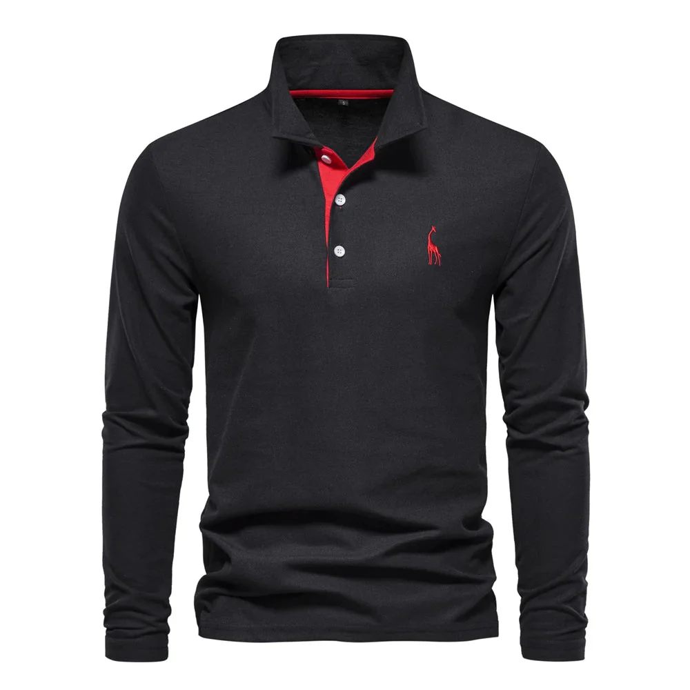 Xavier | Casual Long Sleeved Polo Shirt - Image 8