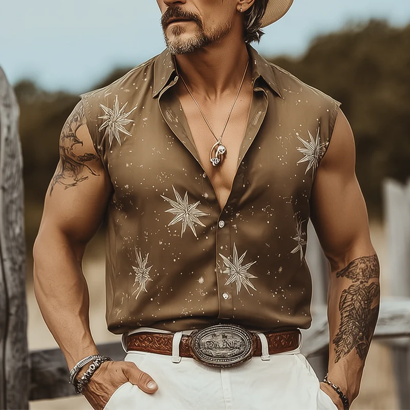Xavier | Men'S Summer Fashion Printed Sleeveless Shirt - Image 2