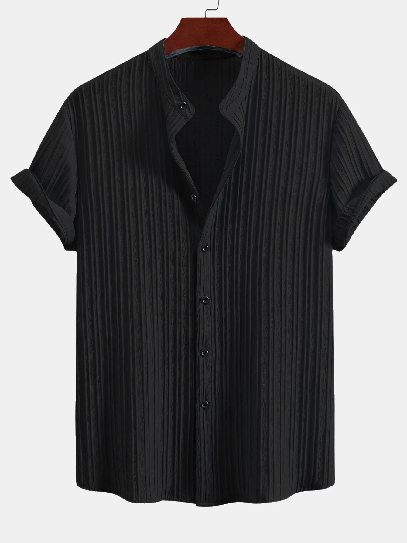 Yann® | Textured Stand Collar Shirt - Image 3