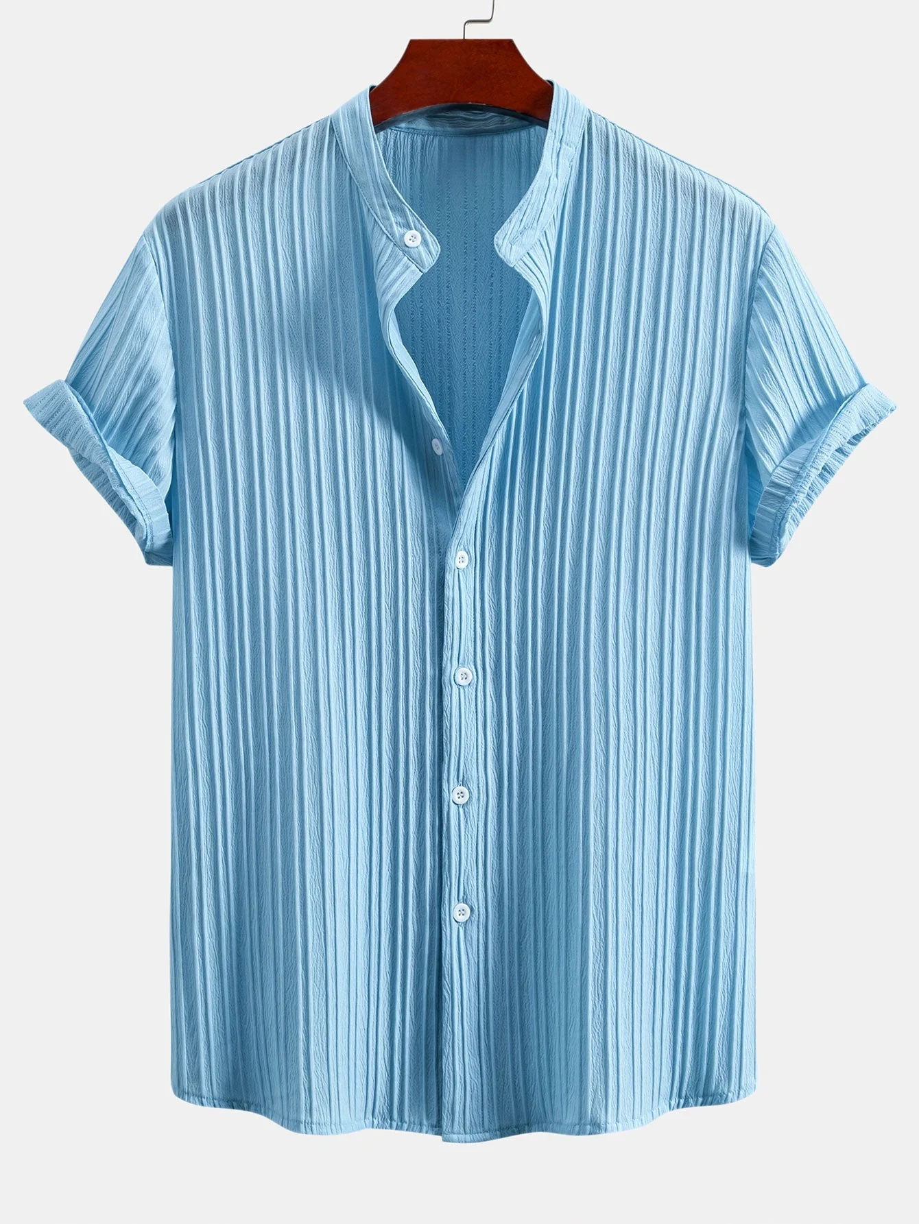 Yann® | Textured Stand Collar Shirt - Image 5