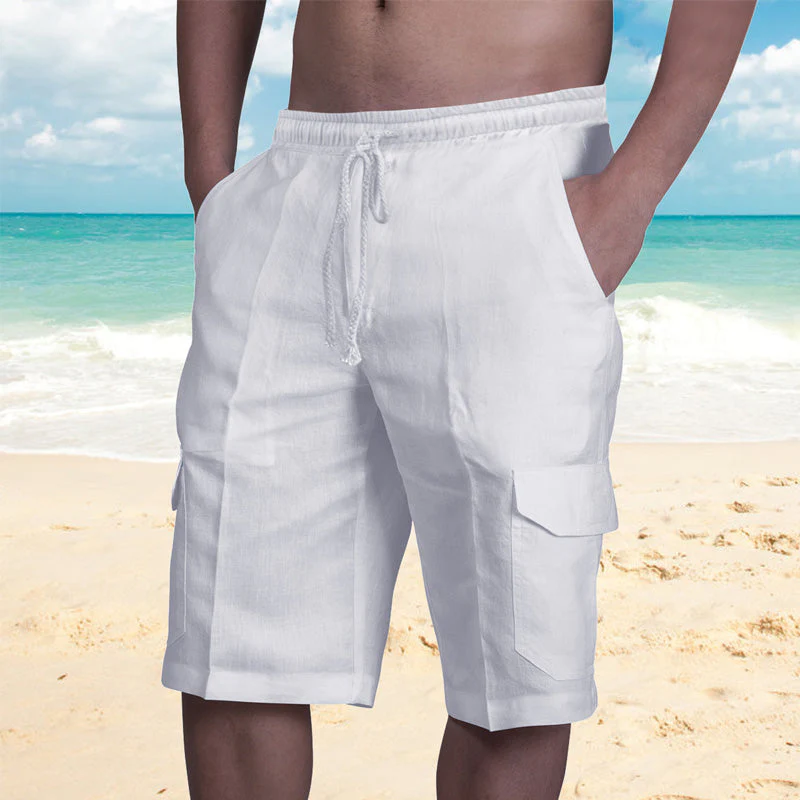Yannick® | Solid Color Beach Shorts With Pocket And Drawstring - Image 2