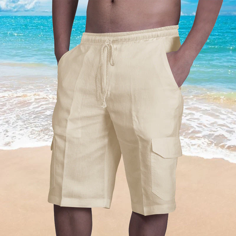 Yannick® | Solid Color Beach Shorts With Pocket And Drawstring - Image 3