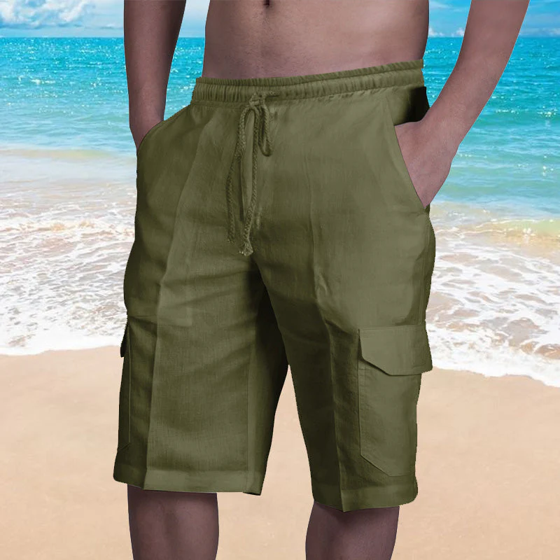 Yannick® | Solid Color Beach Shorts With Pocket And Drawstring - Image 4
