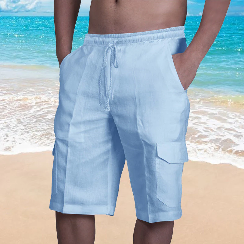 Yannick® | Solid Color Beach Shorts With Pocket And Drawstring - Image 5
