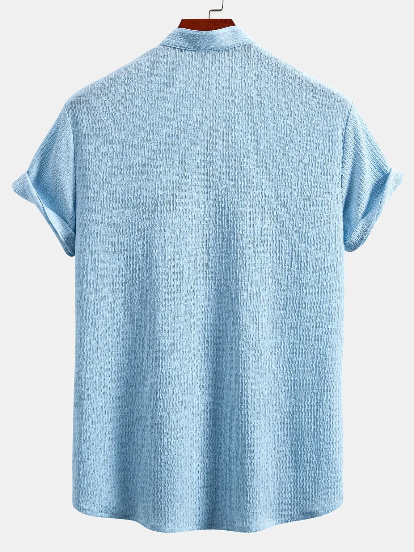 Yaxkin® | Muscle Fit Wrinkled Textured Stand Collar Shirt - Image 2