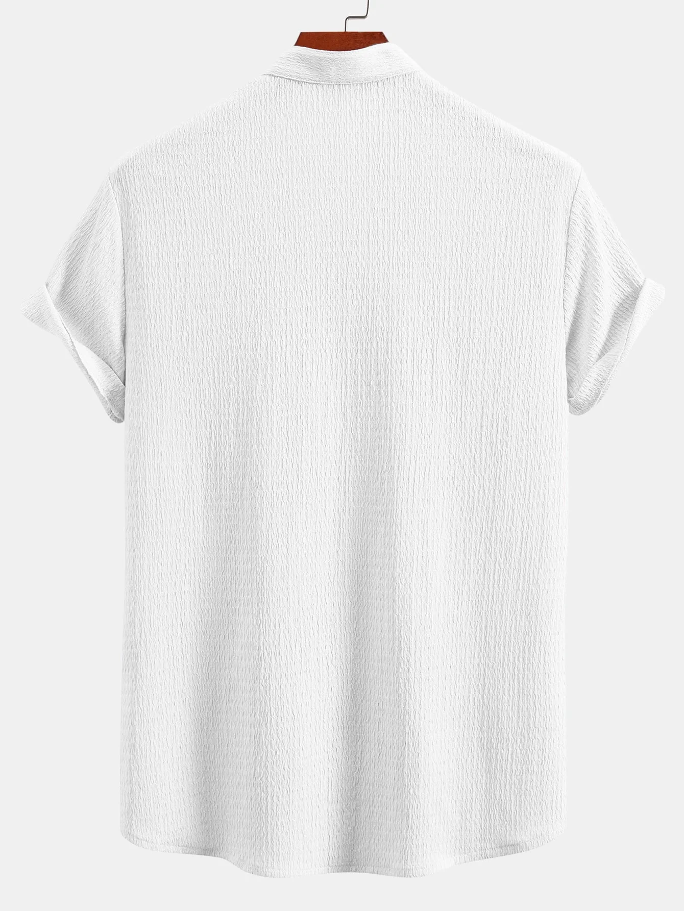 Yaxkin® | Muscle Fit Wrinkled Textured Stand Collar Shirt - Image 6