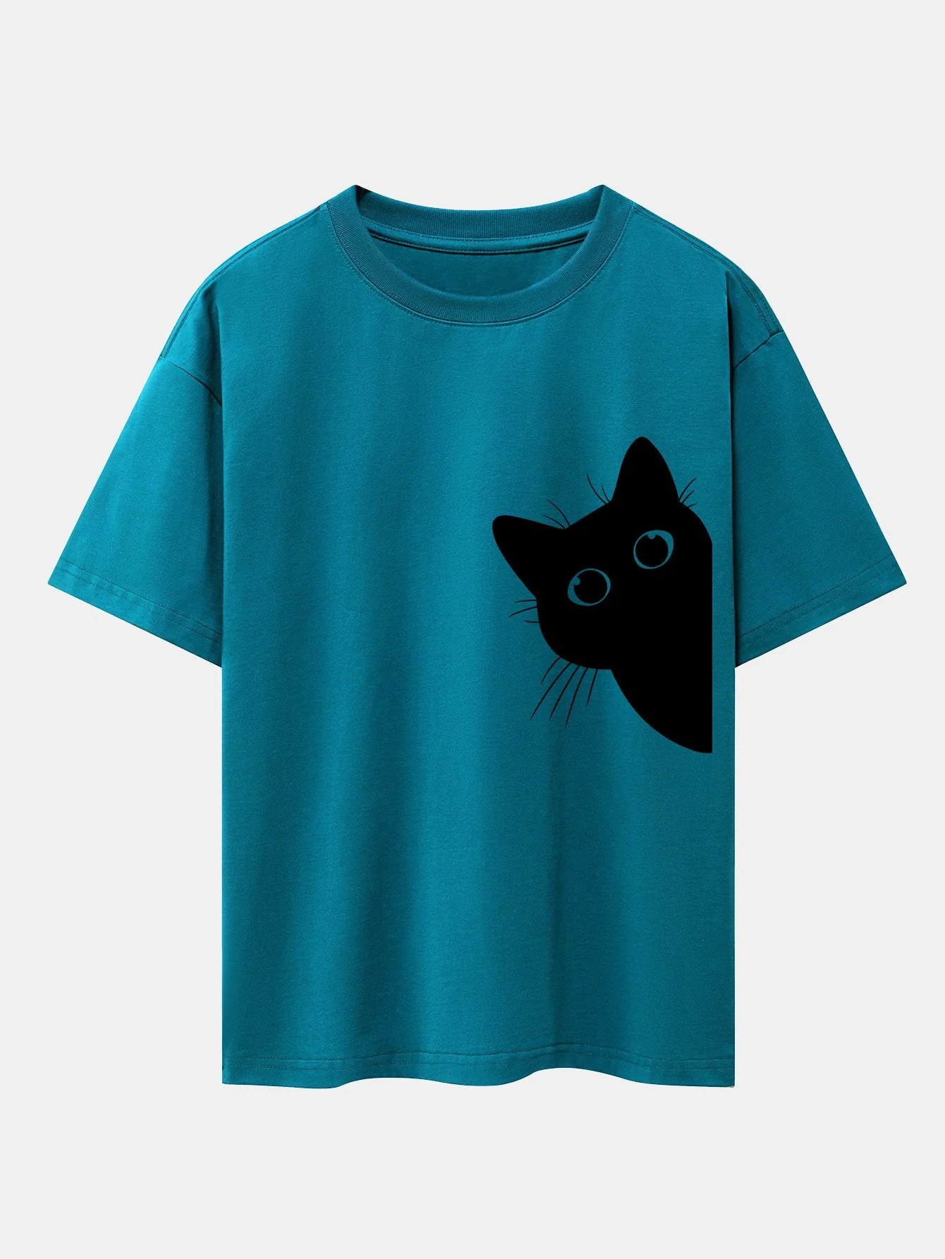 Zacarías® | Black Cat Print Drop Shoulder Oversize T-Shirt - Image 10