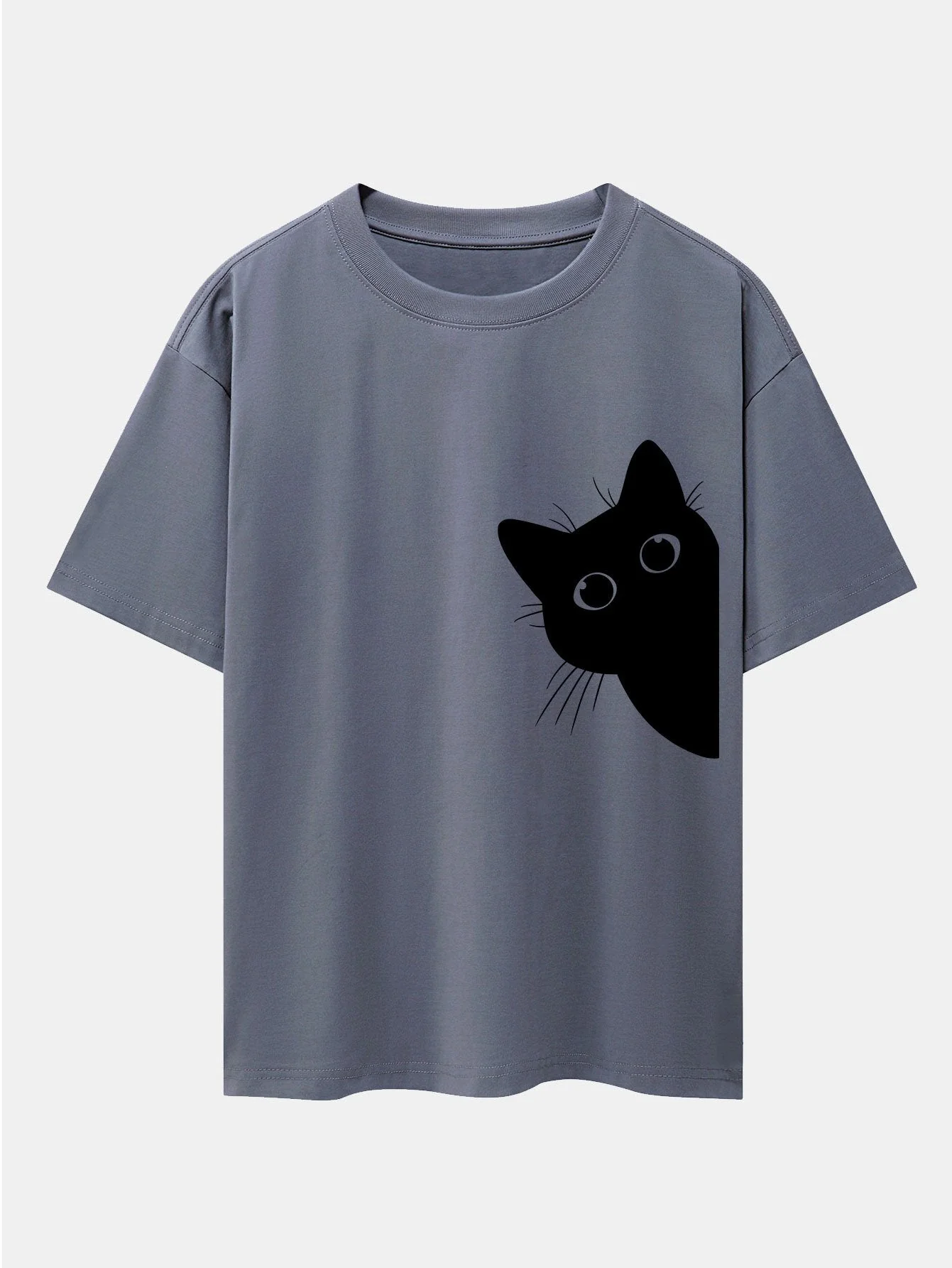 Zacarías® | Black Cat Print Drop Shoulder Oversize T-Shirt - Image 5