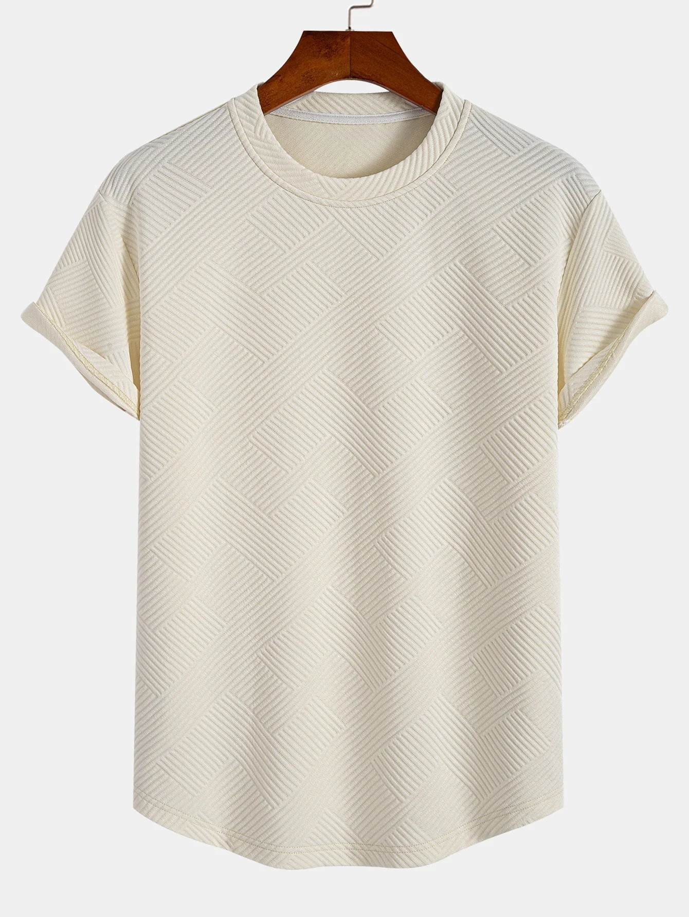 Zacarías® | Short Sleeve Stripe Jacquard Arc Hem T-Shirt - Image 5