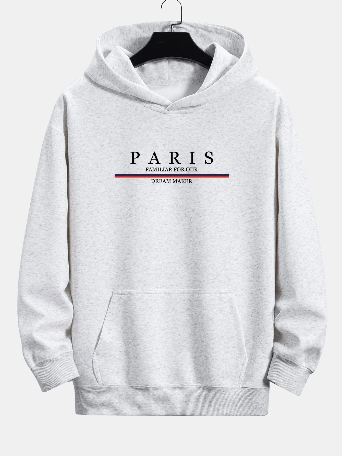 Zackary | Stripe Paris Slogan Print Relax Fit Hoodie - Image 3