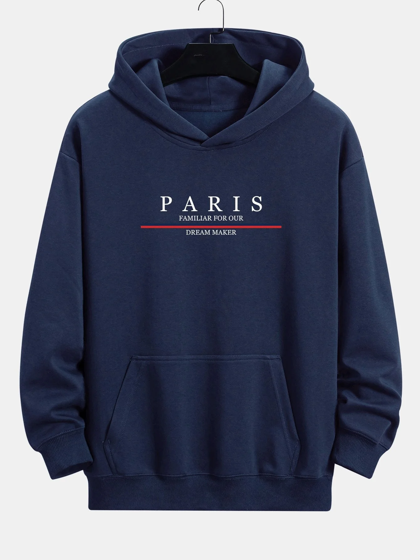 Zackary | Stripe Paris Slogan Print Relax Fit Hoodie - Image 6