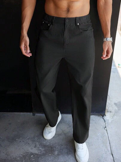 Zackery® | Plain Straight Leg Trousers for Men - Image 11