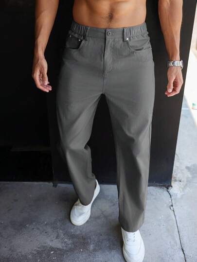 Zackery® | Plain Straight Leg Trousers for Men - Image 13