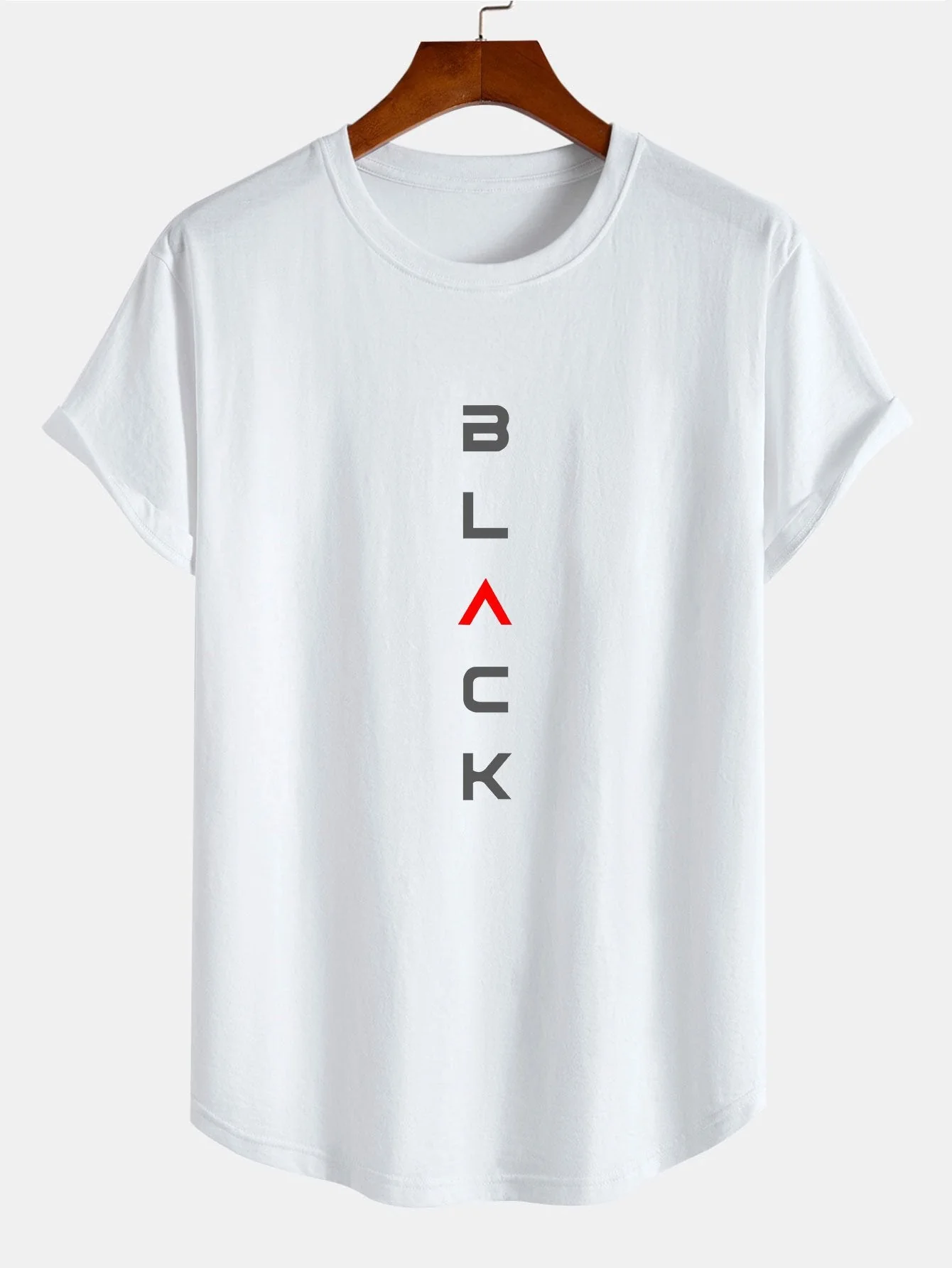 Zane® | Black Print Cotton Arc Hem T-Shirt - Image 2