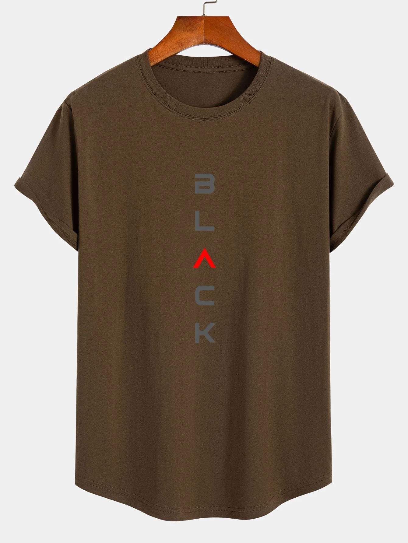 Zane® | Black Print Cotton Arc Hem T-Shirt - Image 5