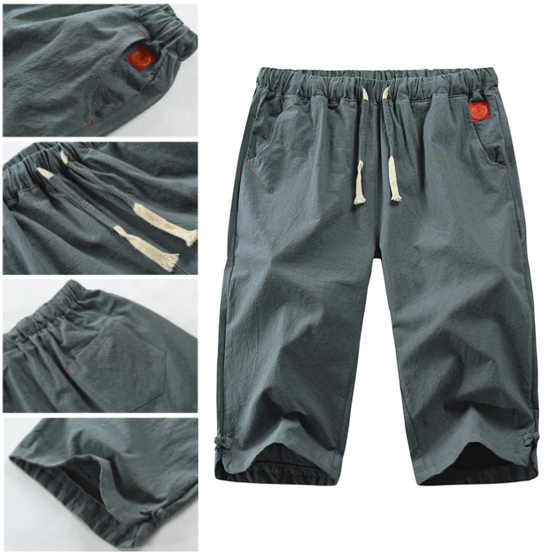 Zed® | Casual Cotton And Linen Lace-Up Shorts For Men - Image 2