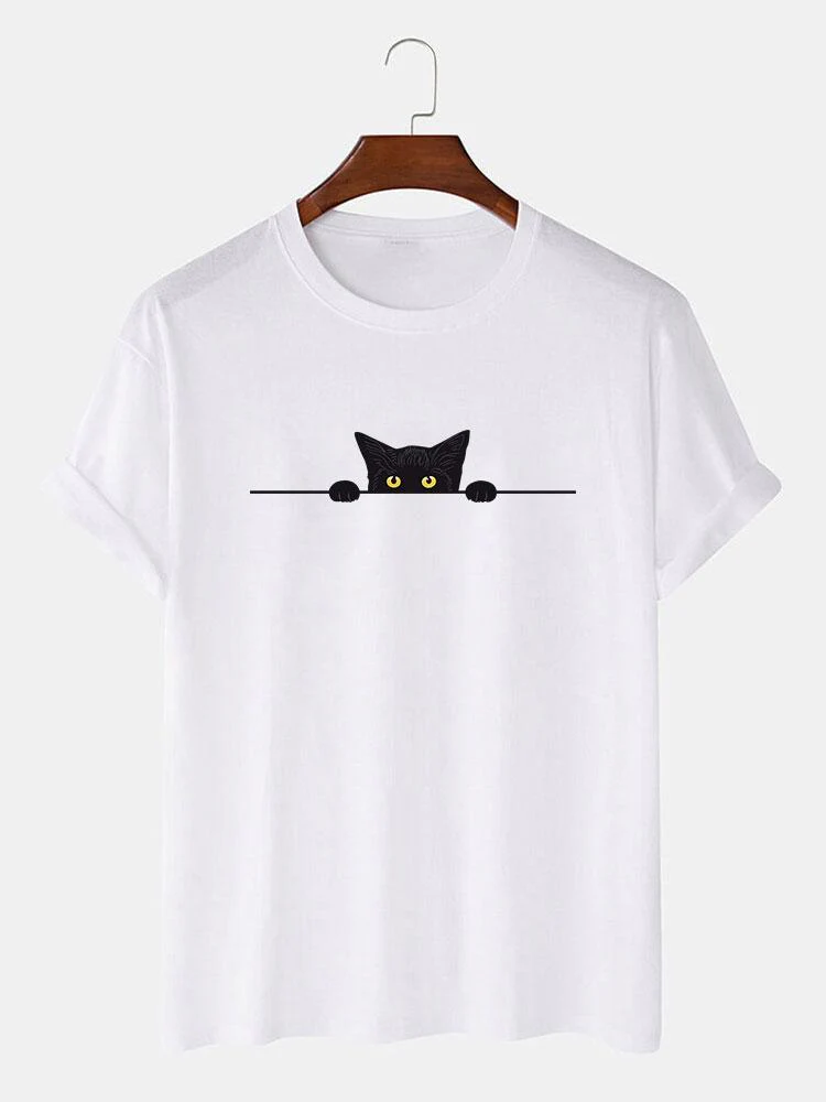 Zenón® | Black Cat Print T-Shirt - Image 2