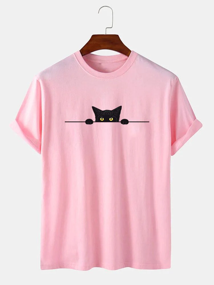 Zenón® | Black Cat Print T-Shirt - Image 3