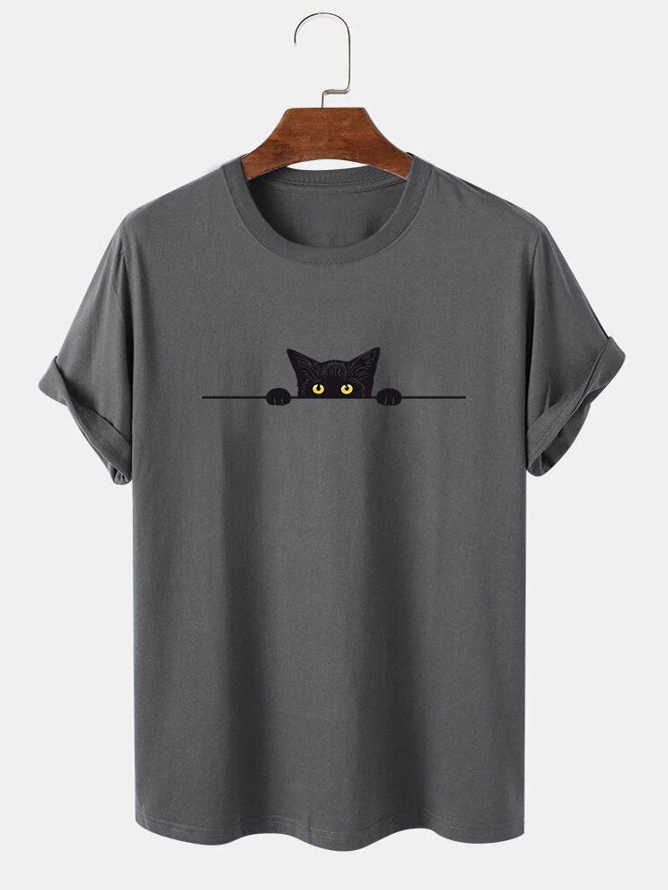 Zenón® | Black Cat Print T-Shirt - Image 4