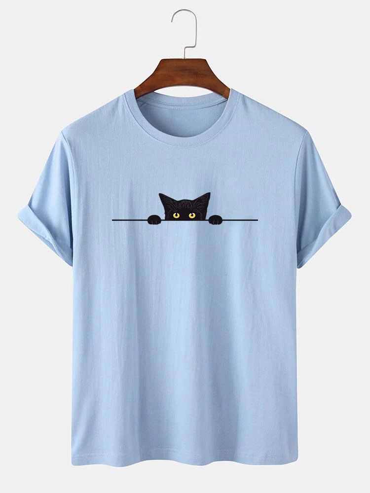 Zenón® | Black Cat Print T-Shirt - Image 6