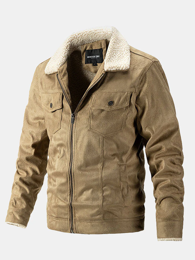 Zephyr | Regular Fit Teddy Lined Faux Suede Jacket - Image 4