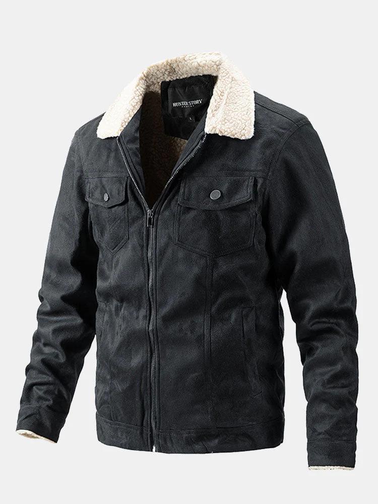 Zephyr | Regular Fit Teddy Lined Faux Suede Jacket - Image 5