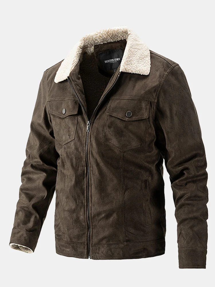 Zephyr | Regular Fit Teddy Lined Faux Suede Jacket - Image 6