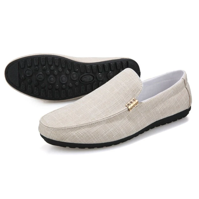 Zeus® | Beige light weight canvas loafers - Image 3