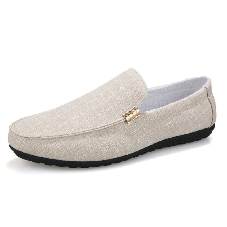 Zeus® | Beige light weight canvas loafers - Image 6