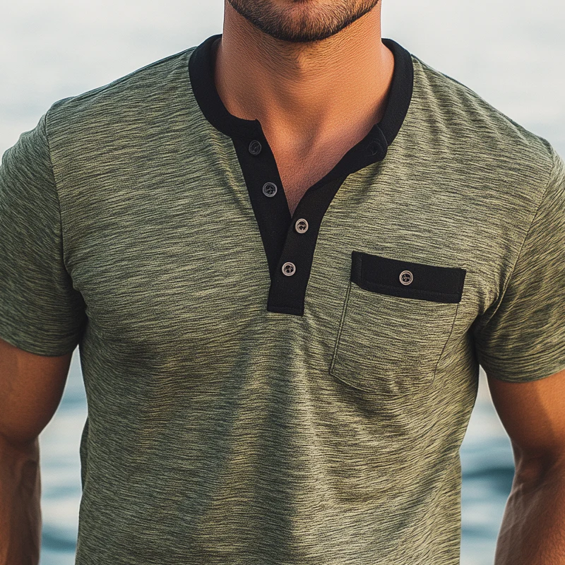 Zoltan | Men'S Casual Cotton Blend Short Sleeve Henley T-Shirt - Image 2